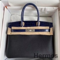 Bolso Hermes Touch Birkin 30 en piel de cocodrilo del Niloticus brillante negro
