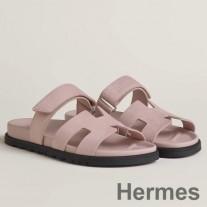 Hermes Sandalias Chypre de piel de becerro de ante rosa de mujer de color rosa