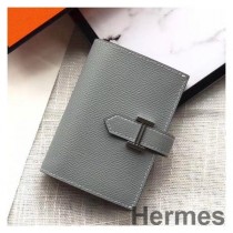 Mini billetera Hermes Bearn en cuero Epsom Lin azul