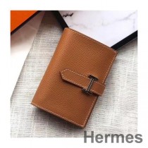 Mini billetera Hermes Bearn en cuero Epsom dorado