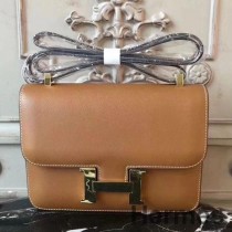 Hermes Brown Constance MM 24cm Bolso de cuero Epsom