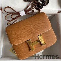 Bolso Hermes Constance 18 hecho a mano en piel de becerro Epsom dorada