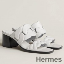 Sandalias Hermes Gaby de 60 mm en piel de napa blanca