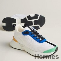 Zapatillas Hermes Heros en punto blanco y ante azul