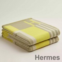 Manta Hermes Ithaque de lana Tilleul y cachemira