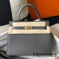 Bolso Hermes Kelly Sellier de 25 cm en cuero Epsom Ardoise