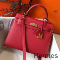 Bolso Hermes Kelly Sellier de 25 cm en cuero Epsom rojo