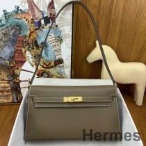 Bolso hecho a mano Hermes Kelly Elan en cuero Epsom color topo