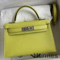 Bolso hecho a mano Hermes Kelly Mini II Sellier en cuero Jaune Bourgeon Chevre Mysore