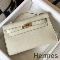 Bolso Hermes Kelly Pochette en cuero Epsom blanco