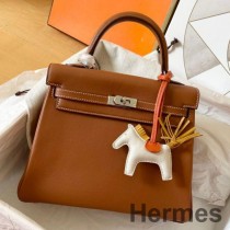 Bolso Hermes Kelly Retourne 25 hecho a mano en piel de becerro Swift dorada