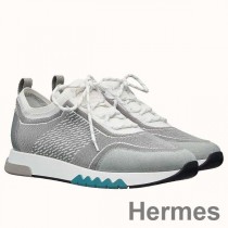 Hermes Zapatillas Addict de punto gris de hombre