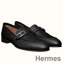 Hermes Mocasines Monterey de piel de becerro negra de hombre