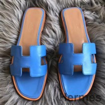 Sandalias Hermes Oran en cuero Swift azul