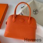 Bolso Hermes Bolide 1923 27 hecho a mano en piel de becerro Epsom naranja