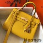 Bolso Hermes Kelly de 20 cm en cuero Clemence amarillo GHW