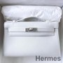 Bolso hecho a mano Hermes Kelly Pochette en piel de becerro Swift blanca