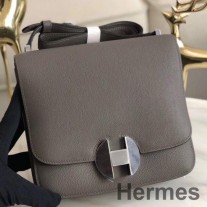 Sac Hermes 2002 20cm En Cuir De Veau Etain Evercolor