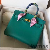 Sac Hermes Birkin 25 Fait Main En Cuir Swift Malachite