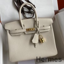 Hermes Birkin 25 Retourne Sac Fait Main En Cuir De Veau Epsom Craie