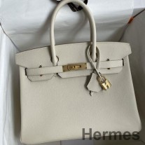 Hermes Birkin 30 Retourne Sac Fait Main En Cuir De Veau Epsom Craie