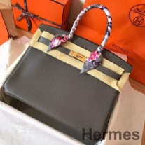 Sac Hermes Birkin 35 Fait Main En Cuir Ardoise Clémence