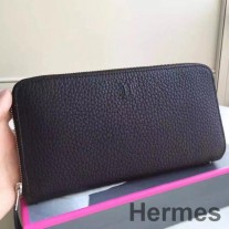 Portefeuille zippé Hermes Clémence Azap noir