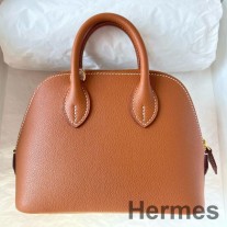 Hermes Bolide 1923 Mini Sac Fait Main En Cuir De Veau Evercolor Doré