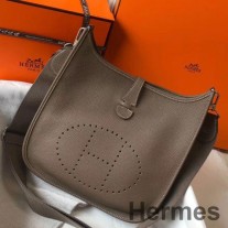 Sac Hermes Evelyne III 29 PM En Cuir Clémence Taupe