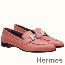 Mocassins Hermes Paris En Cuir De Chèvre Rose