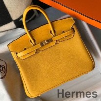 Sac jaune Hermes Touch Birkin 25 cm en édition limitée
