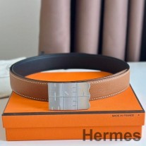 Ceinture réversible Hermes Typo 32MM en cuir de veau Epsom doré