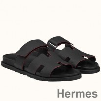 Hermes Sandales Chypre Femme En Cuir De Veau Epsom Noir