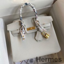 Hermes Birkin 25 Sac Fait Main En Cuir De Veau Epsom Blanc