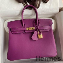 Hermes Birkin 25 Retourne Sac Fait Main En Cuir De Veau Swift Anémone