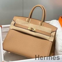 Hermes Birkin 25cm Sac En Cuir Chai Clémence GHW