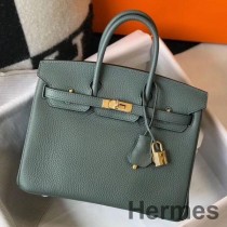 Hermes Birkin 25cm Sac En Cuir Vert Amande Clémence GHW