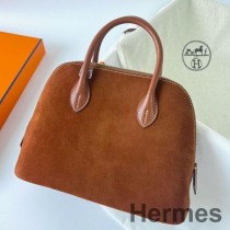 Hermes Bolide 1923 25 Sac Fait Main En Cuir Daim Doblis Doré