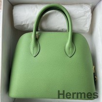Hermes Bolide 1923 25 Sac Fait Main En Cuir De Veau Epsom Vert Criquet