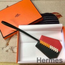 Hermes Clochette Cles Grand Tressage Charm En Rouge À Lèvres Vert/Rose