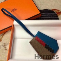 Hermes Clochette Cles Grand Tressage Charm En Taupe/Bleu