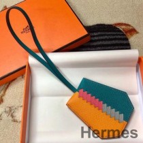 Hermes Clochette Cles Grand Tressage Charm En Jaune/Turquoise