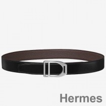Ceinture à boucle Hermes Etrier et bracelet Clémence chocolat 32 MM