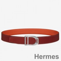 Ceinture à boucle Hermes Etrier et bracelet Orange Clémence 32 MM