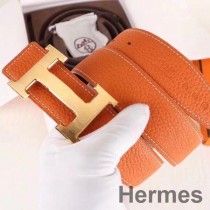 Boucle de ceinture Hermes H et bracelet Clémence orange 32 mm