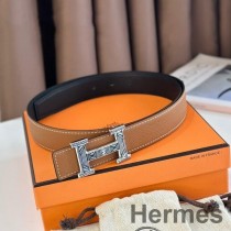 Ceinture réversible Hermes H Touareg 32MM en cuir Epsom doré