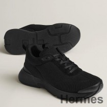 Baskets Hermes Heros en maille technique noire