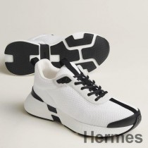 Baskets Hermes Heros en maille technique blanche