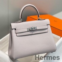 Sac Hermes Kelly 20cm En Cuir Mauve Pâle Clémence PHW