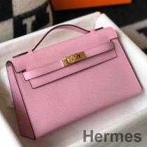 Sac Hermes Kelly Pochette En Cuir Epsom Mauve Sylvestre